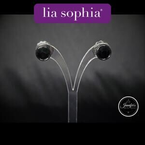 Lia Sophia NEW Black and Hematite Diamond Cut Round Earrings